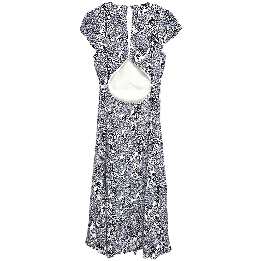 Reiss Livia Mosaic Print Split Midi Dress Floral Blue White Navy 7 - Picture 5 of 12